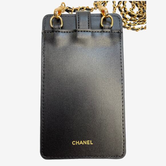 Coco Crush Style Black Phone Holder Crossbody With Chain Two Card Slots New - Picture 9 of 14